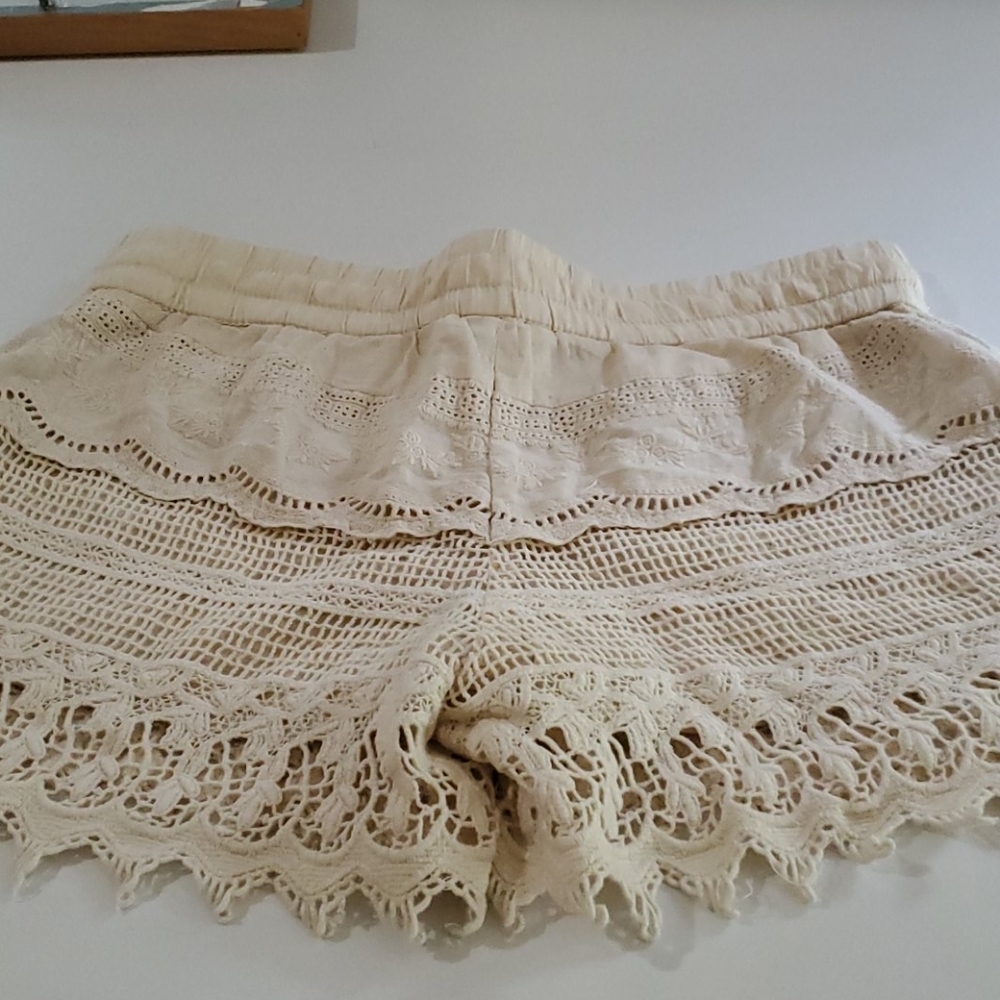 Crochet  Festival Shorts cream color